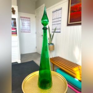 MCM Vintage Empoli Emerald Green Genie Bottle Decanter